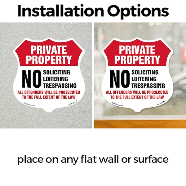 Signmission Private Property Shield Label Set No Sol, 4 inch X 4 inch, Vinyl Decal, 5PK - SHI-D-5PACK-4-439