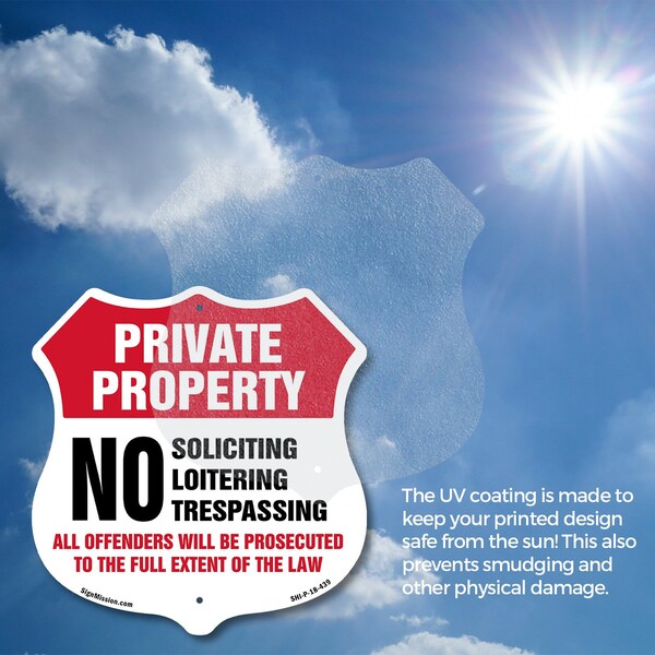 Signmission Private Property Shield Label Set No Sol, 4 inch X 4 inch, Vinyl Decal, 5PK - SHI-D-5PACK-4-439