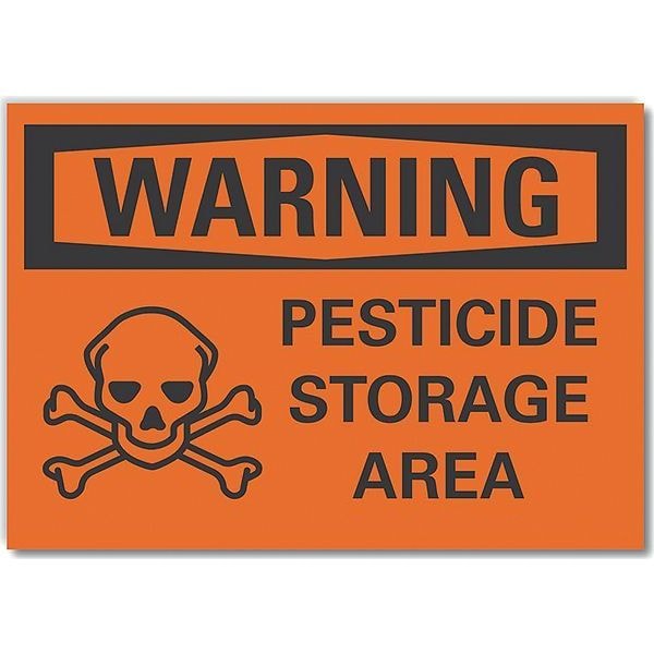 Lyle Pesticide Warning Reflective Label, 3 1/2 in H, 5 in W, English, LCU6-0049-RD_5X3.5 - LCU6-0049-RD_5X3.5