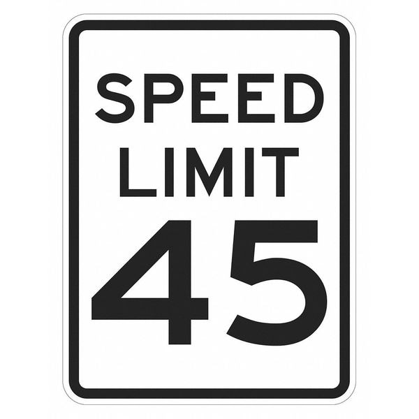 Lyle Speed Limit 45 Traffic Sign, 24 in H, 18 in W, Aluminum, Vertical Rectangle, T1-5028-EG_18x24 - T1-5028-EG_18X24