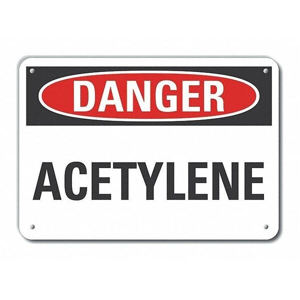 Lyle Reflective  Acetylene Danger Sign, 10 in Height, 14 in Width, Aluminum, Horizontal Rectangle - LCU4-0324-RA_14X10