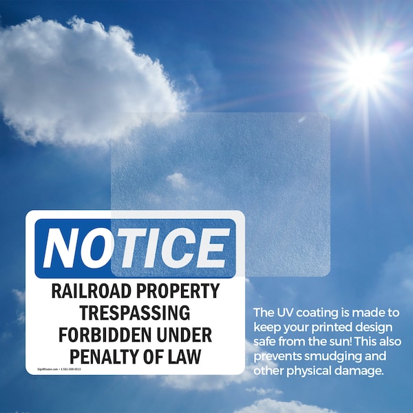 Signmission Railroad Property Trespassing Forbidden OSHA Notice Sign, Vinyl Decal, 10in W x 7in L, 2PK - OS-2PACK-NS-D-710-L-17974