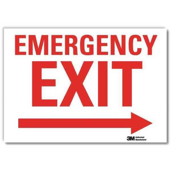 Lyle Exit Sign, Vinyl, 10" W, 7" H, White - U7-1077-RD_10X7