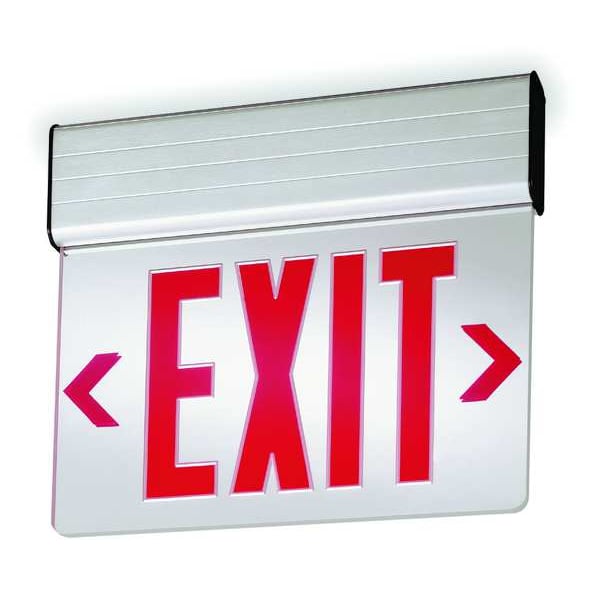 Lithonia Lighting Edge-lit Exit Sign, Silver, 2 Face(s), LED, Universal Mount, Not Battery Powered - EDGNY 2 R M4