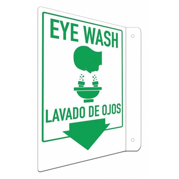 Lyle Eye Wash/Lavado De Ojos, 8 in W x 12 in H, L-Shape Projection, Aluminum, LCFL-0007-NA_8x12 - LCFL-0007-NA_8X12