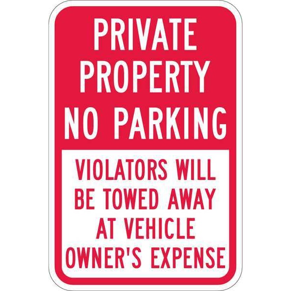 Lyle Private Property No Parking Sign, 18"x12, T1-1091-EG_12x18 - T1-1091-EG_12X18