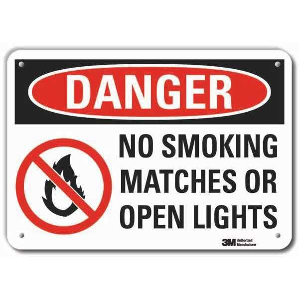 Lyle Reflective No Smoking Danger Sign, 10" H, 14 in W, Horizontal Rectangle, LCU4-0532-RA_14x10 - LCU4-0532-RA_14X10