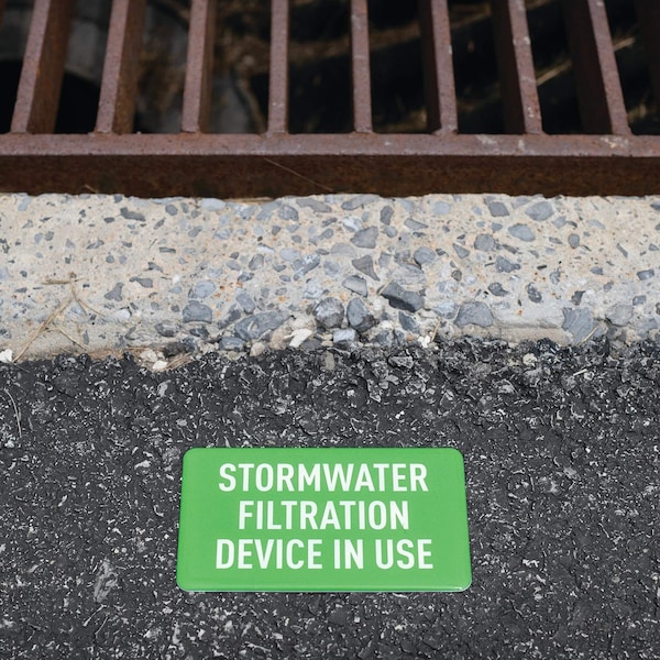 Pig Storm Drain Utility Sign, Stormwater Filtration Device in Use, 10PK - SGN8201-896