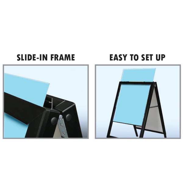 Azar Displays Large Black Slide In A-Frame Double-Sided Indoor/Outdoor Sidewalk Stand 24"W X 36"H - 300241