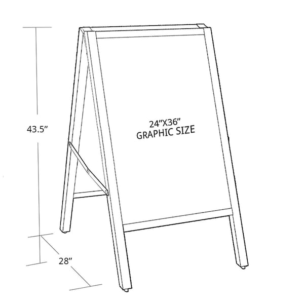 Azar Displays Large Black Slide In A-Frame Double-Sided Indoor/Outdoor Sidewalk Stand 24"W X 36"H - 300241