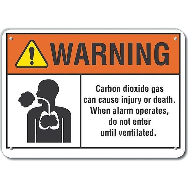 Lyle Aluminum Carbon Dioxide  Warning Sign, 10 in Height, 14 in Width, Aluminum, Horizontal Rectangle - LCU6-0015-NA_14X10