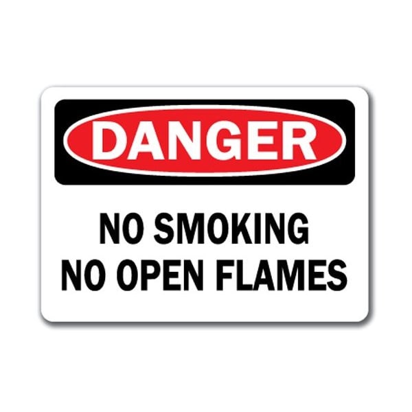 Signmission Danger Sign-No Smoking No Open Flames-10in x 14in OSHA, 10" L, 14" H, DS-No Smoking No Open Flames - DS-NO SMOKING NO OPEN FLAMES