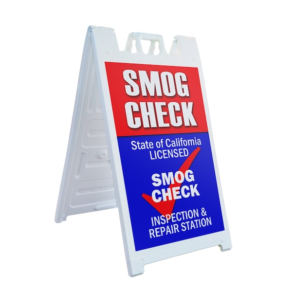 Signmission Smog Check, A-Frame & 2 Decals Installed, Heavy-Duty Plastic Frame - SBHD-D-2436-SMOG CHECK