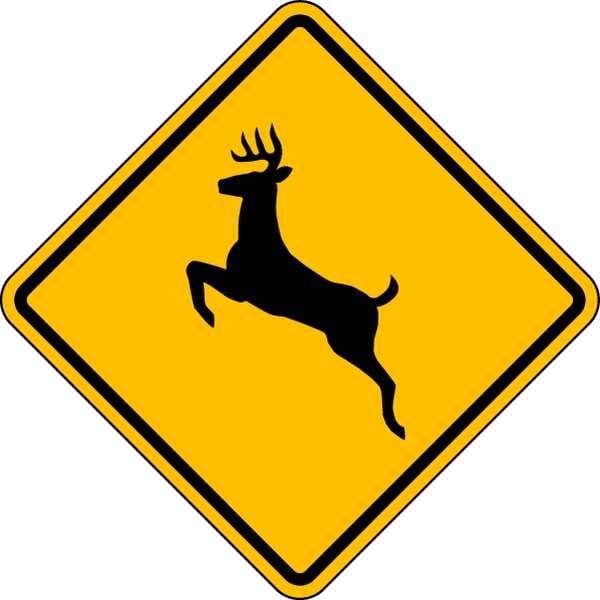 Lyle Deer Crossing Pictogram Traffic Sign, 24 in H, 24 in W, Aluminum, Diamond, No Text, W11-3-24HA - W11-3-24HA