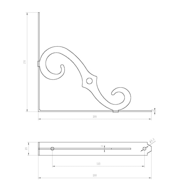 Onward 8 in Outdoor Ornamental Planter Hanger and Shelf Support Bracket with Swivel Hook, Pewter - 493PEW08R