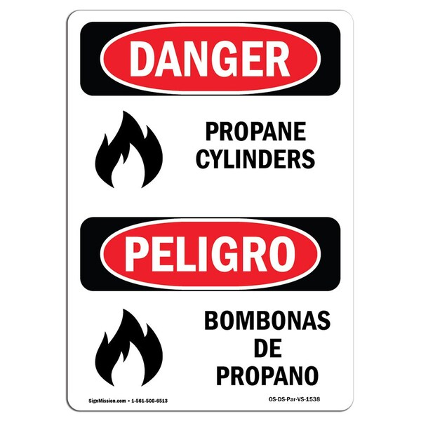 Signmission Safety Sign, OSHA Danger, 24" Height, Propane Cylinders With Symbol, Bilingual Spanish - OS-DS-D-1824-VS-1538