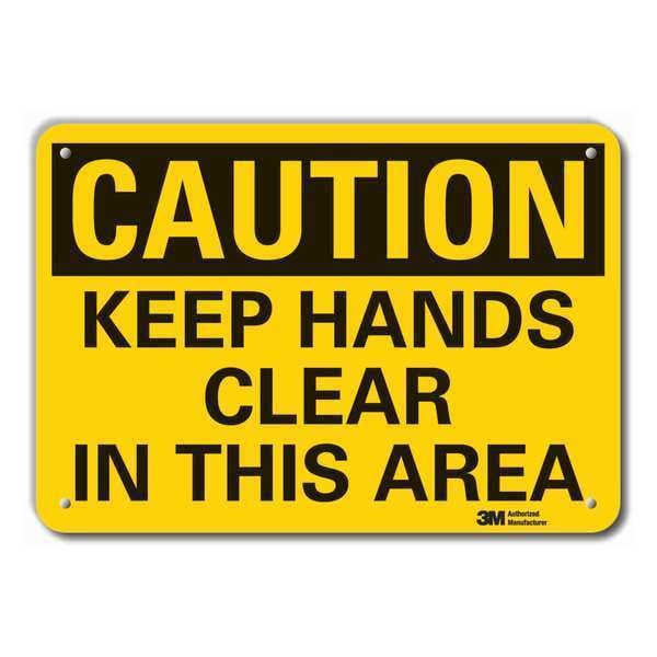 Lyle Reflective  Keep Hands Clear Caution Sign, 10 in Height, 14 in Width, Aluminum, English - LCU3-0319-RA_14X10