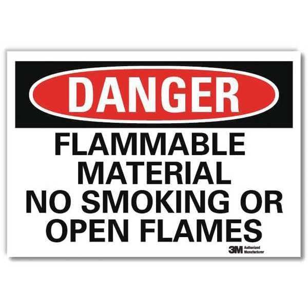 Lyle Danger No Smoking Sign, 10" H, 14 in W, Reflective Sheeting, Horizontal Rectangle, U3-1496-RD_14X10 - U3-1496-RD_14X10