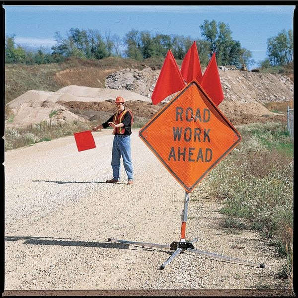 Eastern Metal Signs And Safety Men Working Traffic Sign, 36 in Height, 36 in Width, Polyester, PVC, Diamond, English - C/36-EMO-3FH-HD MEN WORKING