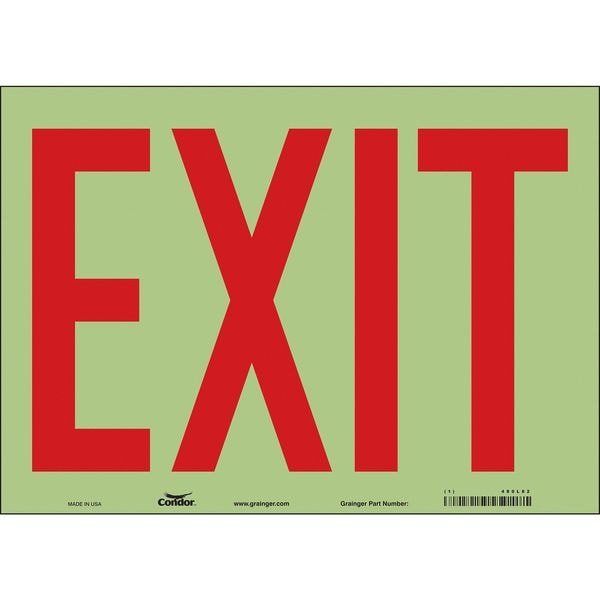 Condor Exit Sign, Vinyl, 14" W, 10" H, Exit, White - 480L82