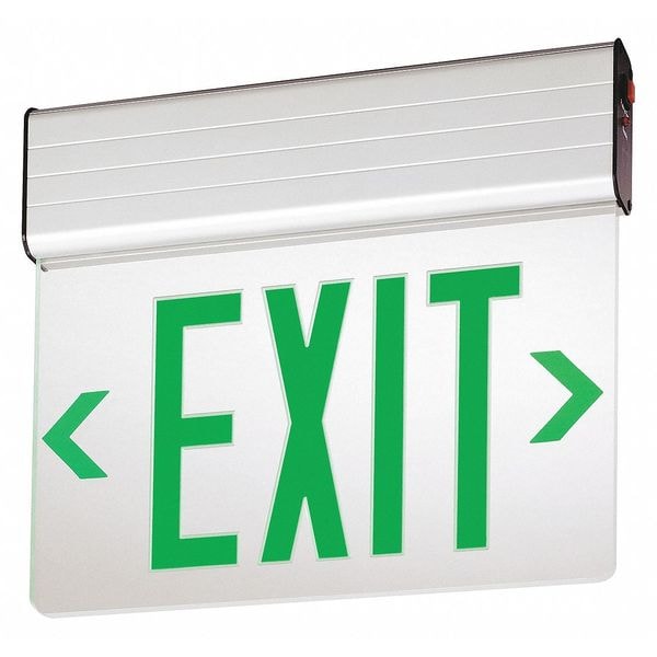 Lithonia Lighting Exit Sign, Silver, 1 Face(s), LED, Universal Mount, Nickel Cadmium - EDG 1 G EL SD