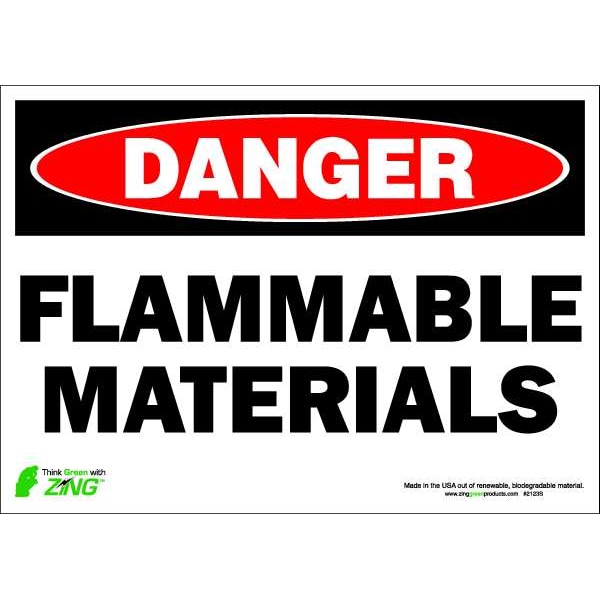 Zing Danger Sign, 10 in H, 14 in W, Polyester, Rectangle, English, 2123S - 2123S