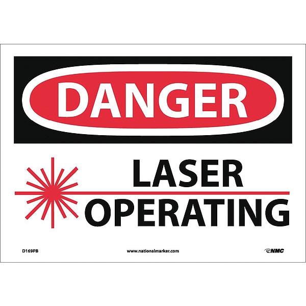 Nmc Radiation & Laser Sign, 10 in H x 14 in W, Pressure Sensitive Vinyl - D169PB