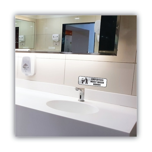 Cosco Employees Must Wash Hands, 3" W x 9" H - 098205