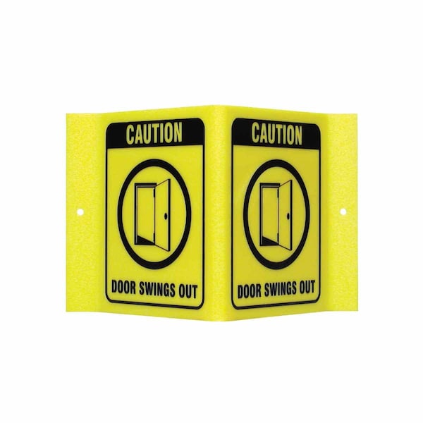 Brady Caution, Door Swings Out, 6 in x 9 in, Rectangle, Acrylic, V1DS24A - V1DS24A