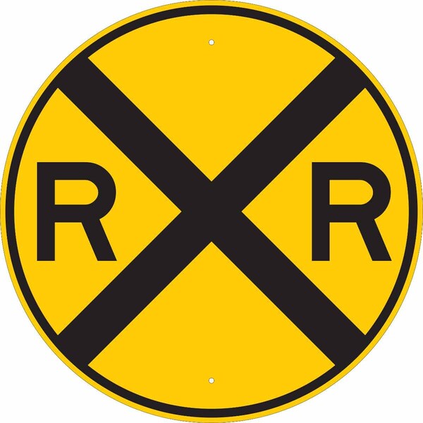 Brady Railroad Sign, 30 in Height, 30 in Width, Aluminum, Circle, English - 94307