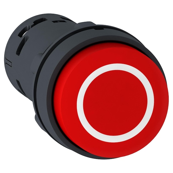 Botón de presión de Schneider Electric, Harmony XB7, proyectante redondo rojo, de 22mm, con retorno por resorte, 1NA + 1NC, marcado blanco O - XB7NL4532.