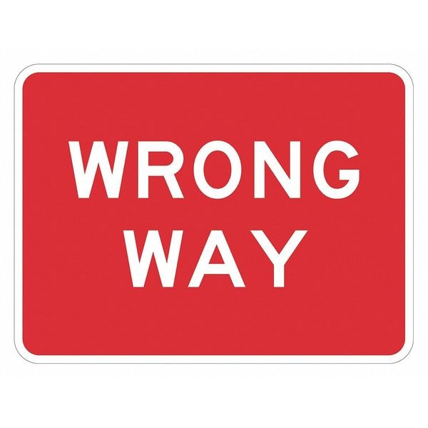 Lyle Wrong Way Traffic Sign, 12 in H, 18 in W, Aluminum, Horizontal Rectangle, English, T1-6172-HI_18x12 - T1-6172-HI_18X12