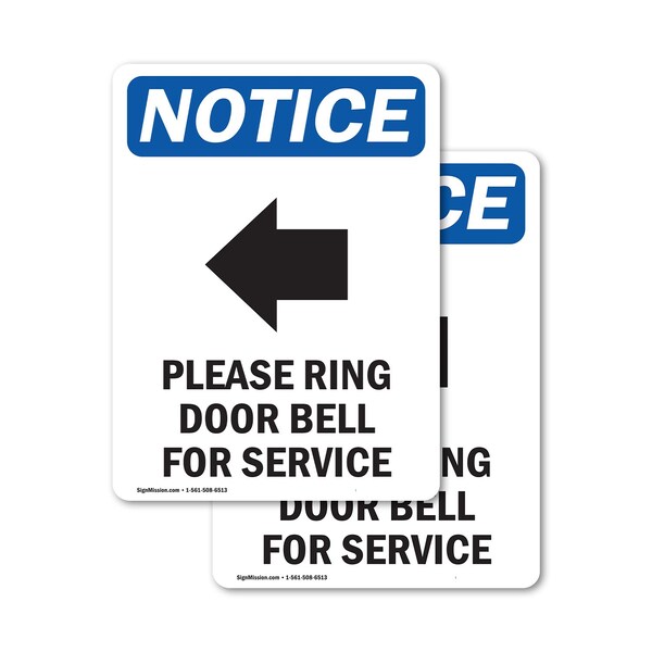 Signmission Please Ring Door Bell Sign With Symbol, 3.5 in W x Rectangle, Vinyl Decal - OS-2PACK-NS-D-35-V-17582