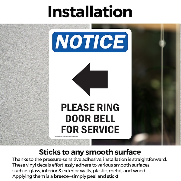 Signmission Please Ring Door Bell Sign With Symbol, 3.5 in W x Rectangle, Vinyl Decal - OS-2PACK-NS-D-35-V-17582