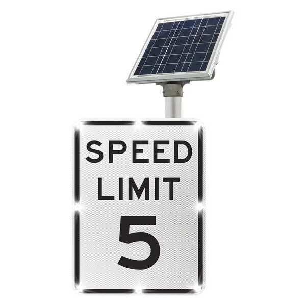 Tapco Blinkersign, R2-1, 18inx24in, Speed Limit 5, DG3 White, Solar - 2180-C00103-5
