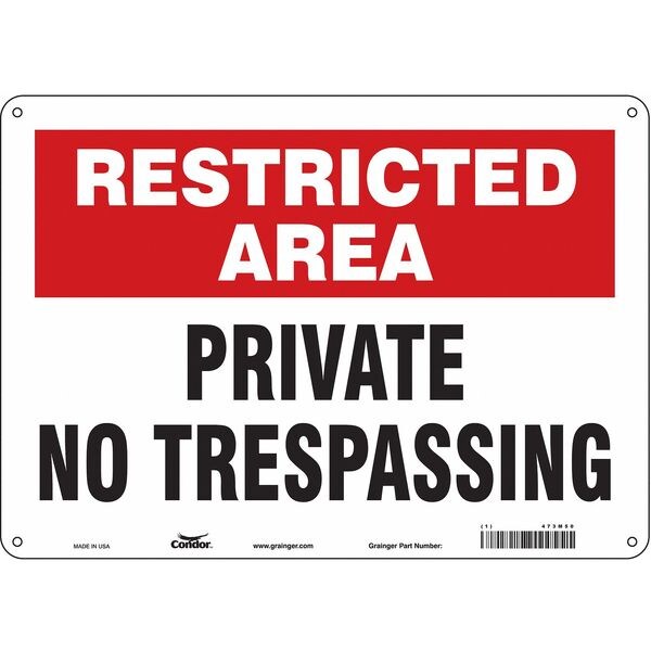 Condor Safety Sign, 10 in Height, 14 in Width, Polyethylene, Horizontal Rectangle, English, 473M50 - 473M50