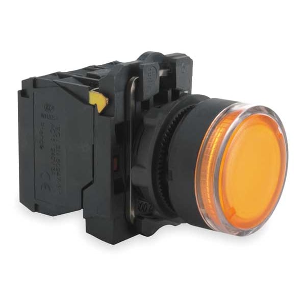 Botón pulsador iluminado de Schneider Electric, 22 mm, 1 normal abierto/1 normal cerrado, naranja - XB5AW3565