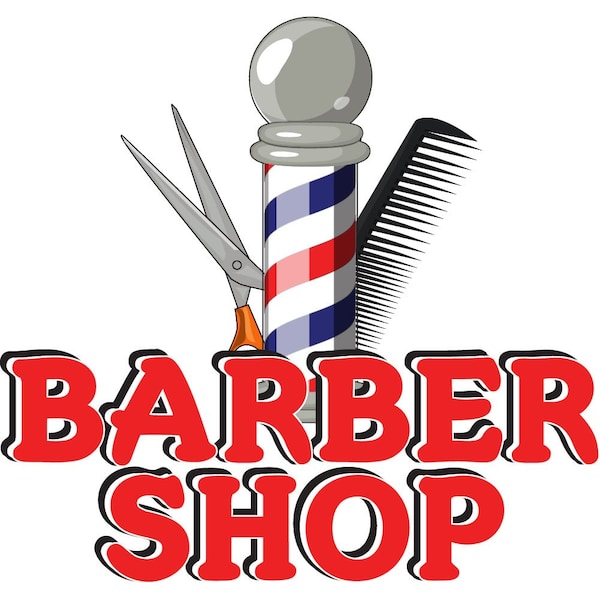 Signmission BARBER SHOP Concession Decal sign cart trailer stand sticker equipment, D-DC-8-Barber Shop - D-DC-8-BARBER SHOP
