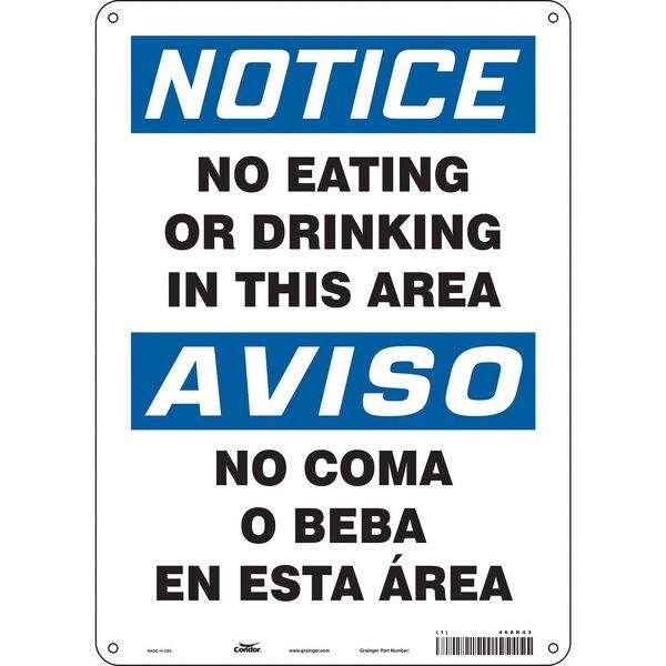 Condor Notice/Aviso, No Eating Or Drinking In This Area/No Coma O Beba En Esta Area, 10 in x 14 in, 468K43 - 468K43