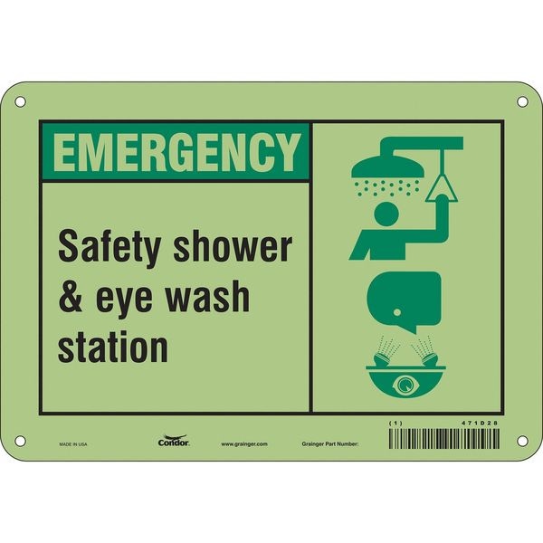 Condor Emergency, Safety Shower & Eye Wash Station, 10 in W x 7 in H, Vertical Rectangle, Aluminum, 471D28 - 471D28