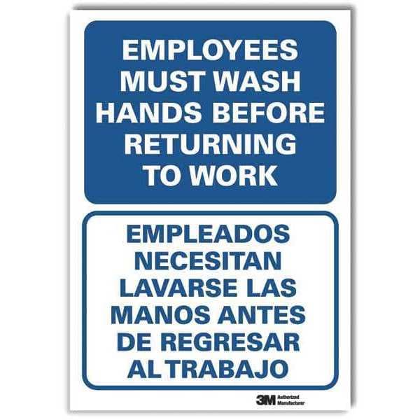 Lyle Employees Must Wash Hands Before Returning to Work, 10in x 7in, Reflective Sheeting, U1-1046-RD_7X10 - U1-1046-RD_7X10