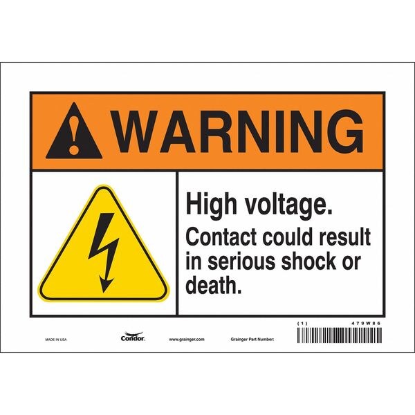 Condor Safety Sign, 7 in Height, 10 in Width, Vinyl, Vertical Rectangle, English, 479W86 - 479W86