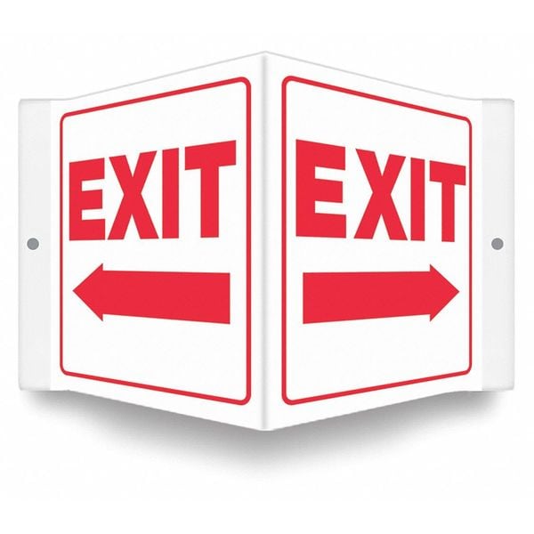 Condor Exit Sign, Plastic, 8-1/2" W, 6" H, Exit, White - 480Y60