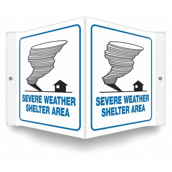 Condor High Visibility Safety Sign, 6 in Height, 8 1/2 in Width, PETG, V-Shape Projection, English - 480Y92