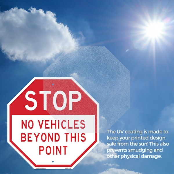 Signmission Stop No Vehicles Beyond This Point, 10 Inch X 10 Inch, Plastic Sign - OC-P-10-292