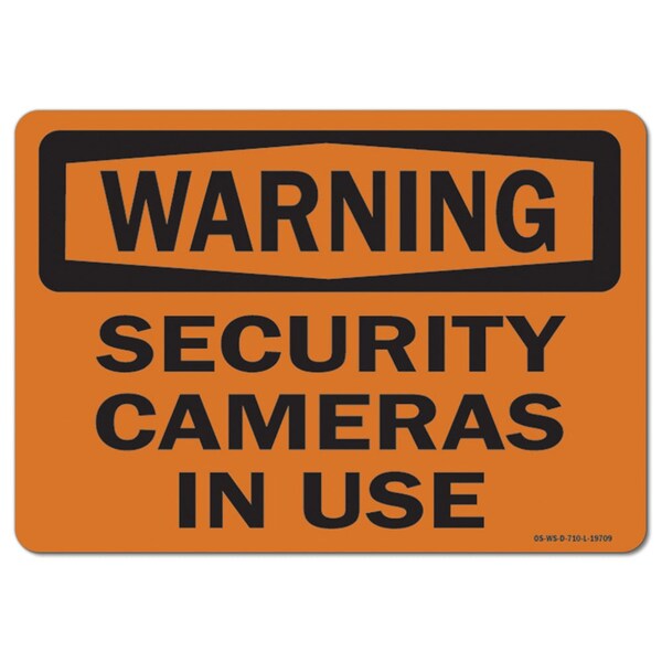 Signmission Safety Sign, OSHA Warning, 12" Height, 18" Width, Aluminum, Security Cameras In Use, Landscape - OS-WS-A-1218-L-19709