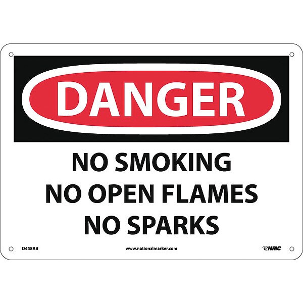 Nmc Danger No Smoking No Open Flames No Sparks Sign, D458AB - D458AB