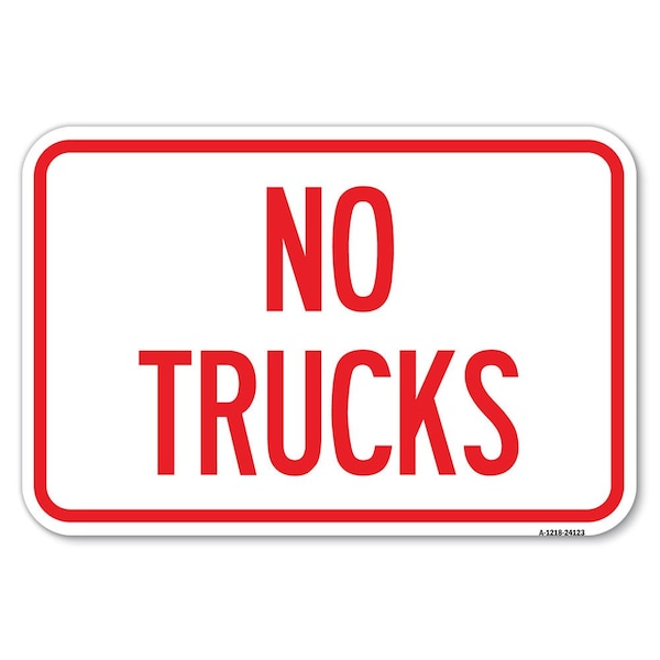 Signmission Driveway Sign No Trucks Heavy-Gauge Aluminum Sign, 12" x 18", A-1218-24123 - A-1218-24123