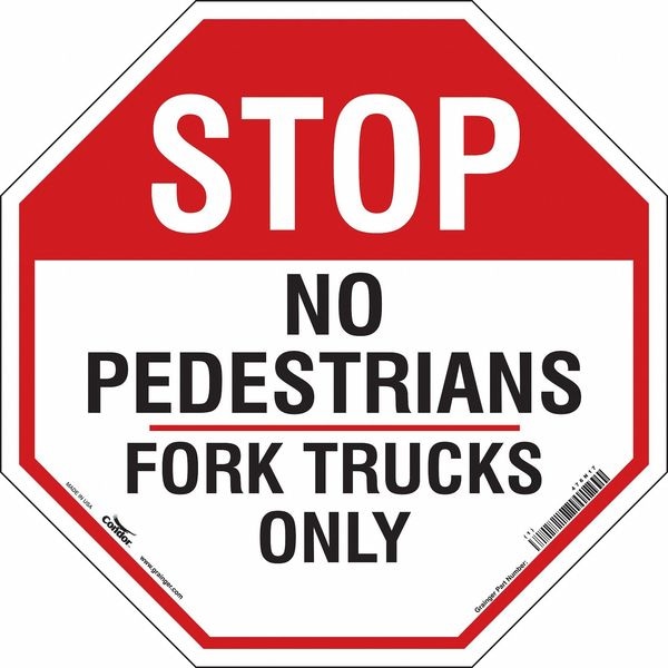 Condor Safety Sign, 24 in Height, 24 in Width, Vinyl, Octagon, English - 476N17