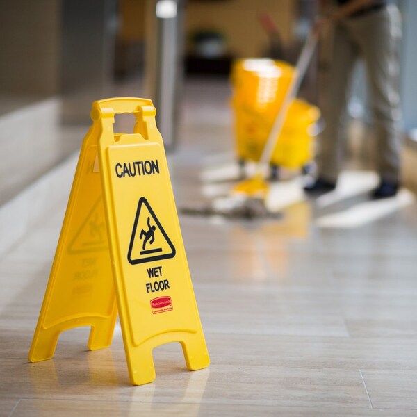 Rubbermaid Commercial Caution Wet Floor Safety Sign, 25" Height, 11" Width, Plastic, Rectangular - RCP611277YWCT